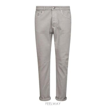 26 FW 브루넬로 쿠치넬리 로고 패치 스트레이트 레그 진 그레이 M277PX1290