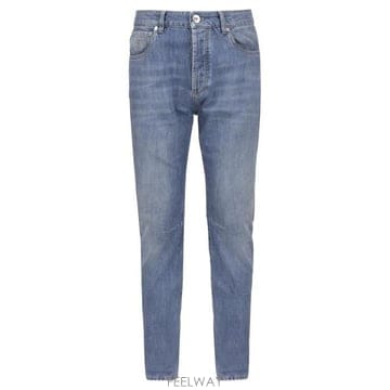 26 FW 브루넬로 쿠치넬리 로고 패치 스트레이트 레그 코튼 진 블루 M0Z37X1290