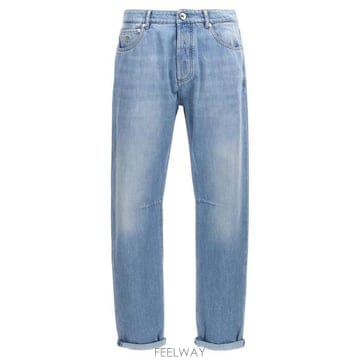 26 FW 브루넬로 쿠치넬리 로고 패치 스트레이트 레그 코튼 퓨어 진 M0Z37X1290
