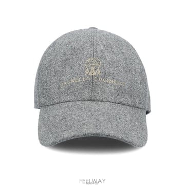 26 FW 브루넬로 쿠치넬리 로고 엠브로이더드 버진울 베이스볼캡 그레이 M038P9850