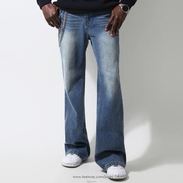 STRIKE Medium Blue Wash Long Flare DenimMedium Blue Wash Long Flare Denim