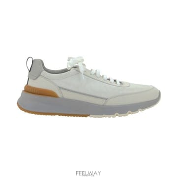 26 FW 브루넬로 쿠치넬리 로고 엠보싱 레이스업 스니커즈 화이트 MZUSGGO278
