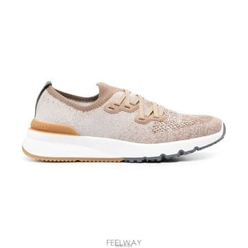 26 FW 브루넬로 쿠치넬리 니트 로우탑 스니커즈 베이지 MZUKISO250