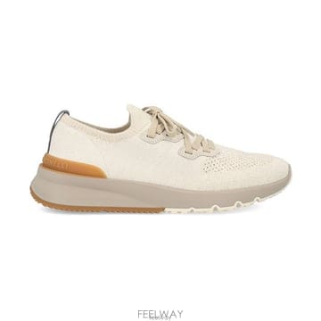 26 FW 브루넬로 쿠치넬리 니트 로우 스니커즈 베이지 MZUKISO250