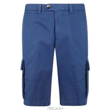 26 FW 브루넬로 쿠치넬리 코튼 벨트루프 카고 쇼츠 블루 M252DL0510