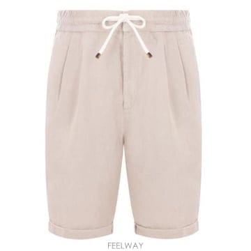 26 FW 브루넬로 쿠치넬리 드로스트링 트랙 쇼츠 베이지 M243DU0020