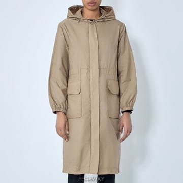26 FW 몽클레어 로고 패치 라이트웨이트 파카 후드 코트 베이지 L1093 1C00018 53A5E 