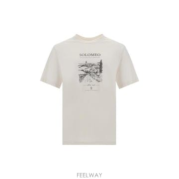브루넬로 쿠치넬리 그래픽 프린트 크루넥 티셔츠