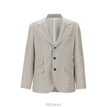 브루넬로 쿠치넬리 슬림핏 린넨 울 실크 블레이저