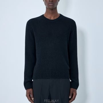 26 FW 더로우 Laing 라잉 리브드 트림 파인 니트 스웨터 블랙 1260 Y264 BLK