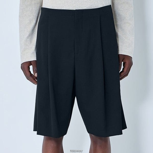 26 FW 더로우 Sayed 세이드 플리츠 울 테일러드 쇼츠 블랙 1343 W4319 BLK