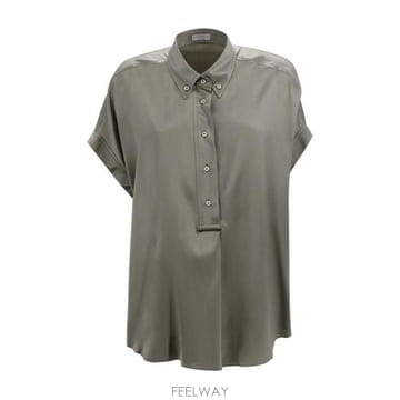 26 FW 브루넬로 쿠치넬리 숏슬리브 버튼 블라우스 C9125 M0C59RA915