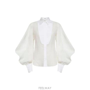 브루넬로 쿠치넬리 퍼프 소매 패널 셔츠