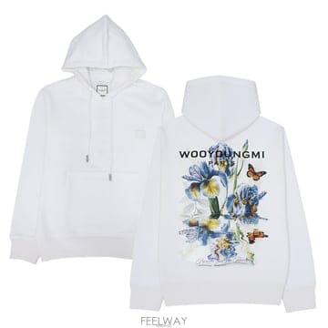 우영미 플라워 백로고 남성 후드티 W261TS36719W