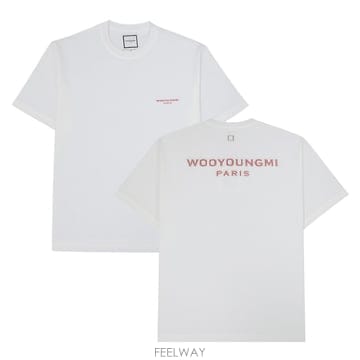 우영미 터프트 자수 백로고 남성 반팔티셔츠 W261TS09714W