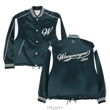 우영미 그린 로고 베이스볼 남성 자켓 W261JP03907F