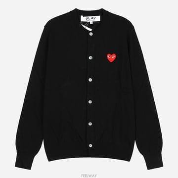 꼼데가르송 6S AX N007 051 1 레드 하트 니트 가디건 블랙