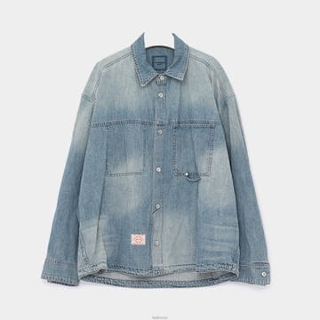 우영미 메탈로고 워싱 데님 남성 셔츠 W261SH24983L