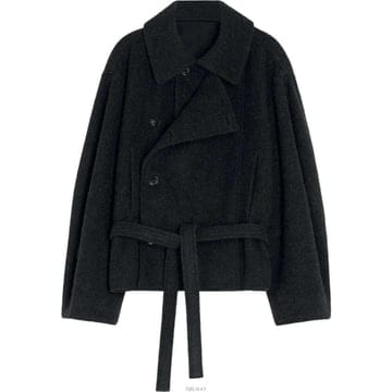 르메르 숏 어시메트리컬 배스로브 블랙 여성 코트