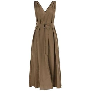 26 FW 브루넬로 쿠치넬리 벨티드 플리츠 미디 드레스 C9266 M0F79A5092