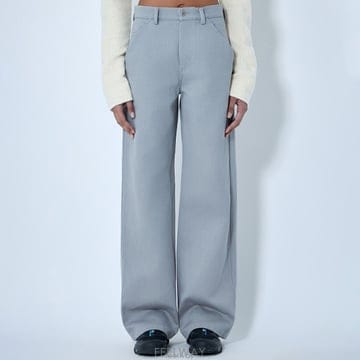26 FW 리에르 미드라이즈 벨트 루프 스트럭쳐 위브 와이드 팬츠 DNM36 GBR