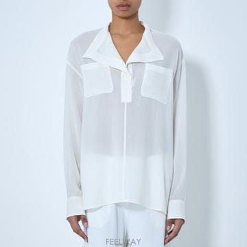 26 FW 토템 더블 포켓 노치드 칼라 시어 실크 블라우스 화이트 262 WRT0675 FB0480 10