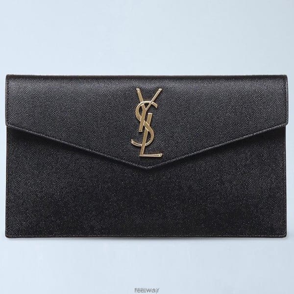 26 FW 생로랑 업타운 Uptown 그레인 레더 엔벨롭 클러치백 블랙 565739 1GF0J 1000