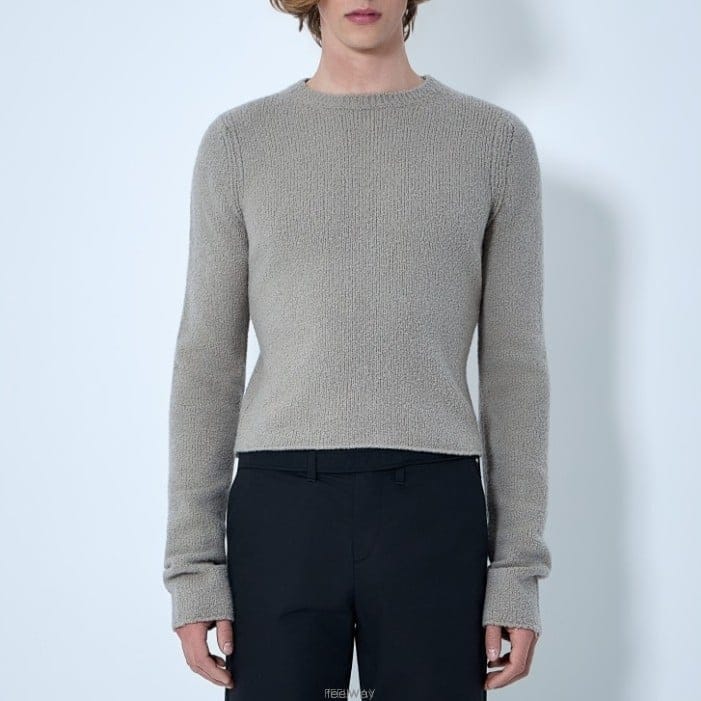 26 FW 리에르 리브 트리밍 부클레 패브릭 니트 스웨터 그레이 KNW71 WVB FOG