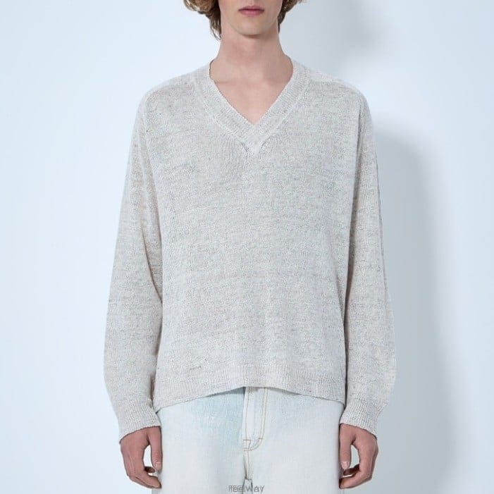26 FW 아워레가시 브이넥 리브 라이트웨이트 니트 스웨터 크림 M2263RS