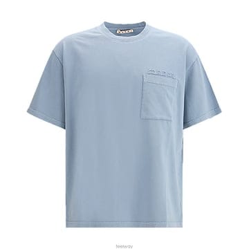 마르니 로고 패치 코튼 티셔츠