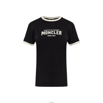 몽클레어 26SS 플록 로고 티셔츠 블랙 8C000 31 89AUO P90