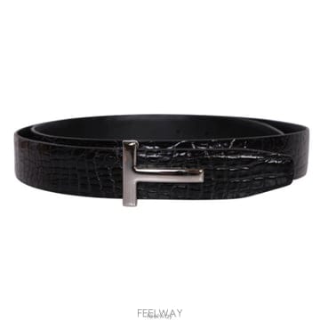 26 FW 톰포드 T로고 3cm 카프 엠보싱 버클 벨트 1B023 TB224ECY001S