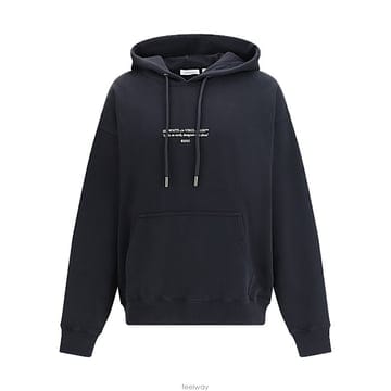 오프화이트 로고 레터링 코튼 후디