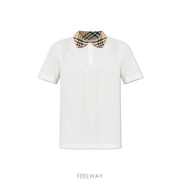 26 FW 버버리 체크 칼라 폴로 셔츠 초크 8126966