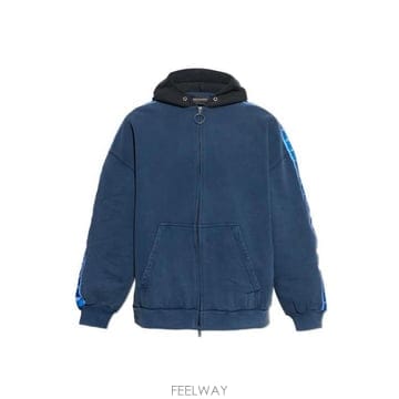 26 FW 발렌시아가 스트라이프 패치 후드 집업 후드티 9440 858137TTVP6