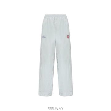 발렌시아가 로고 패치 와이드 레그 스웨트팬츠