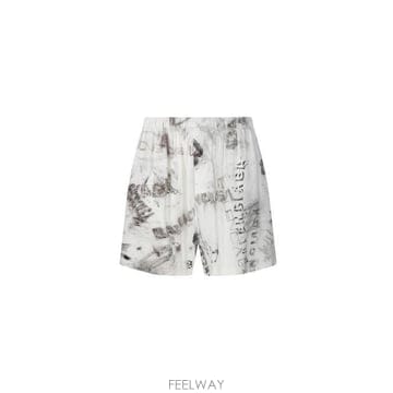 발렌시아가 프린트 쇼츠 그레이