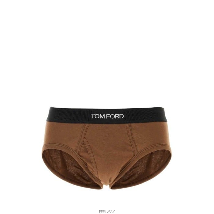 26 FW 톰포드 브라운 로고 웨이스트밴드 스트레치 브리프 216 T4LC11040