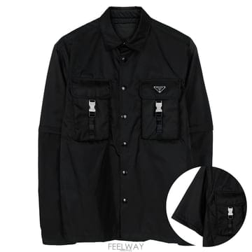 프라다 리나일론 블랙 남성 오버 셔츠 SC548 1WQ8 F0002