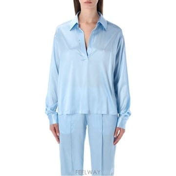 26 FW 톰포드 브이넥 롱슬리브 스트레치 탑 블루 UAC TS2144FAX881