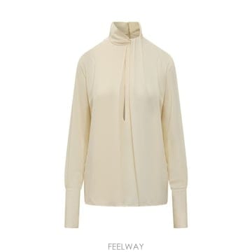26 FW 톰포드 롱슬리브 새틴 실크 블라우스 베이지 AW801 CA3319FAX1507