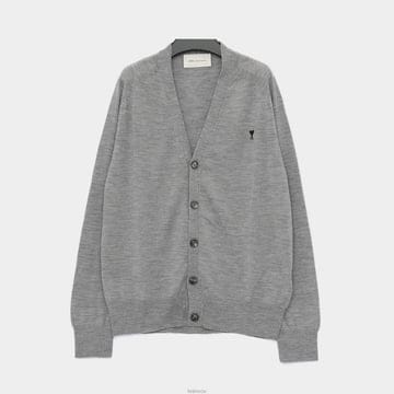 아미 블랙 스몰하트 울 V넥 남성 가디건 HKC384 KN0039 0504