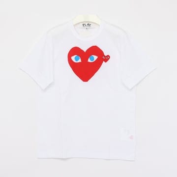 꼼데가르송 레드 빅 스몰 더블하트 반팔 공용 티셔츠 AX T086 051 1