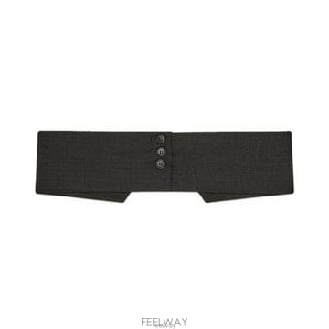 프라다 버튼 와이드 벨트 블랙