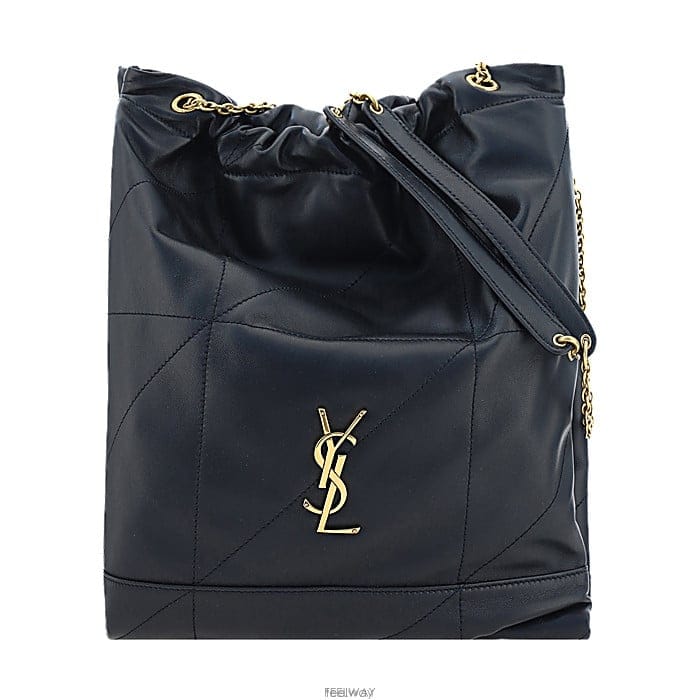 생로랑 여성 퀼팅 램스킨 YSL 로고 버킷 백