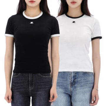 쿠레주 REEDITION 티셔츠 WITH 콘트라스트 블랙