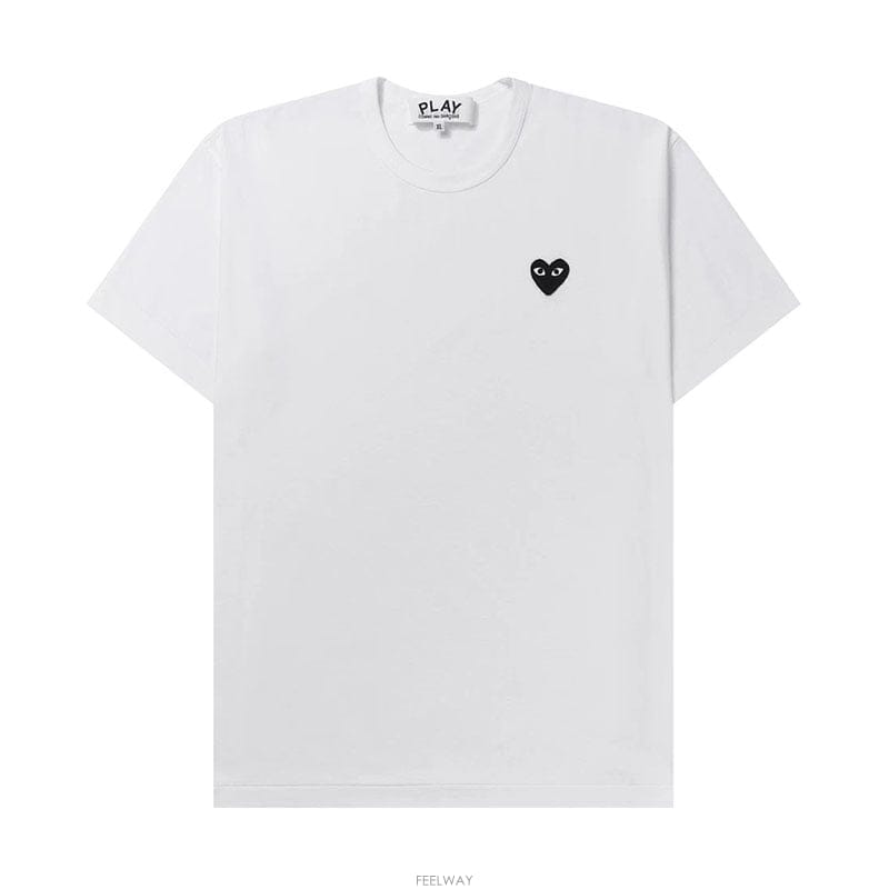 26SS 꼼데가르송 블랙 하트 화이트 공용 반팔 티셔츠 AX T064 051 2