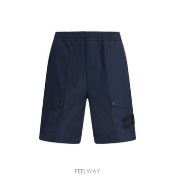 스톤 아일랜드 스냅 포켓 카고 쇼츠 블랙