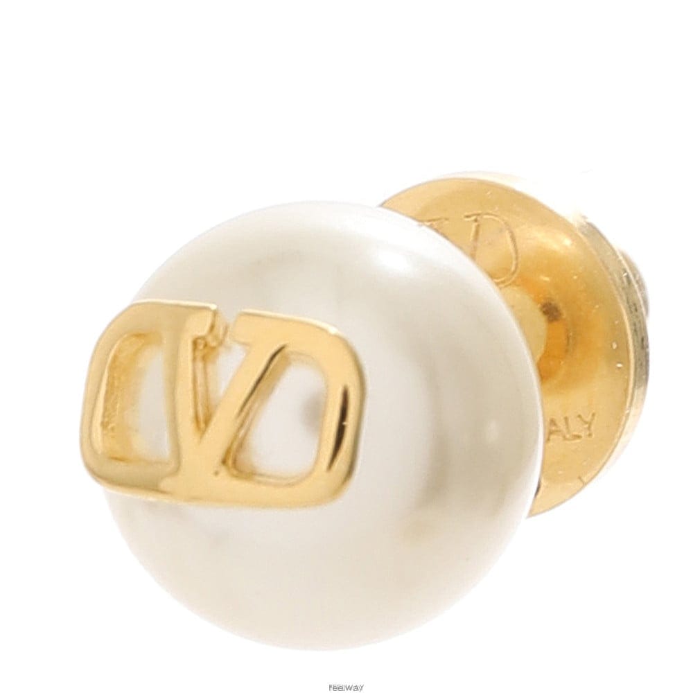 [VALENTINO]발렌티노 V logo pearl 귀걸이 8W2J0E35 UXM 0O3