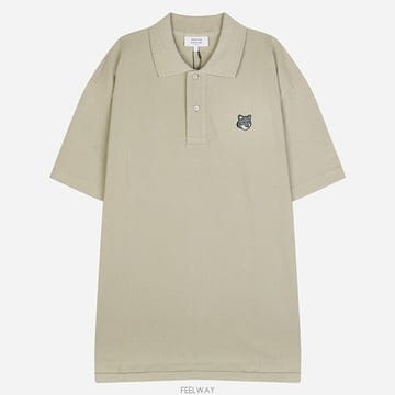 메종키츠네 6S PM00210KP0001 0450 그레이 폭스 헤드 남성 PK 셔츠 티 리프